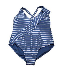 Tummy Control Swim One Piece Swimsuit Plus Size 4X (28W-30W) NWT Striped